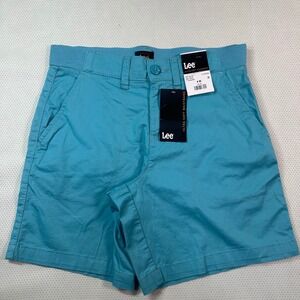 Lee Chino Shorts Womens 4M Bay Blue NEW Mid Rise 7 Inseam Ultra Soft Waistband
